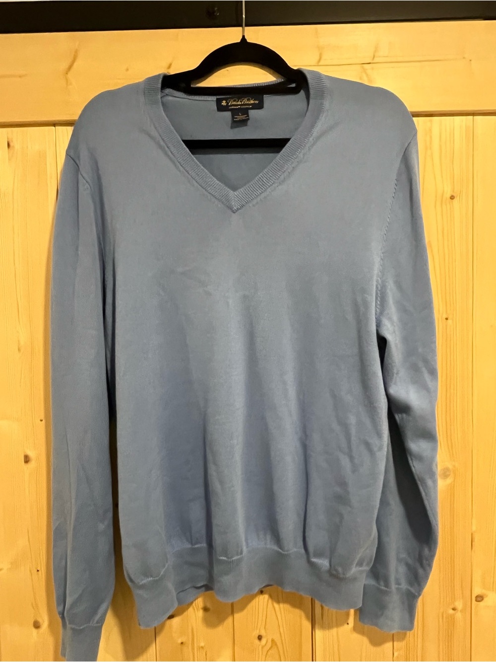 Mens Brook Brothers Light Blue V-Neck Sweater - Classic Pullover